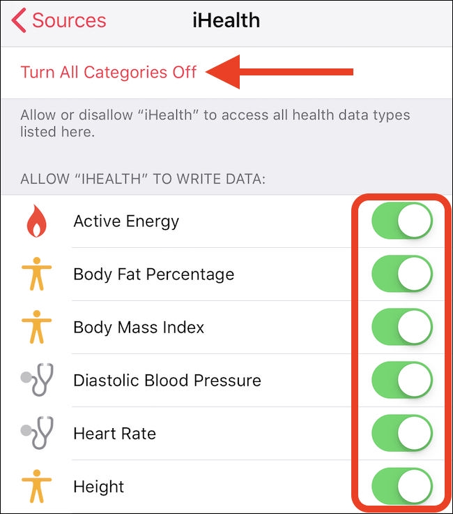 نحوه کنترل دسترسی‌ اپ‌های مختلف در Health App آیفون